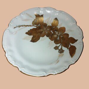 Limoges Beidelman Floral Trinket Jewelry Dish Bowl 5.5 inches Gold Rim Signed
